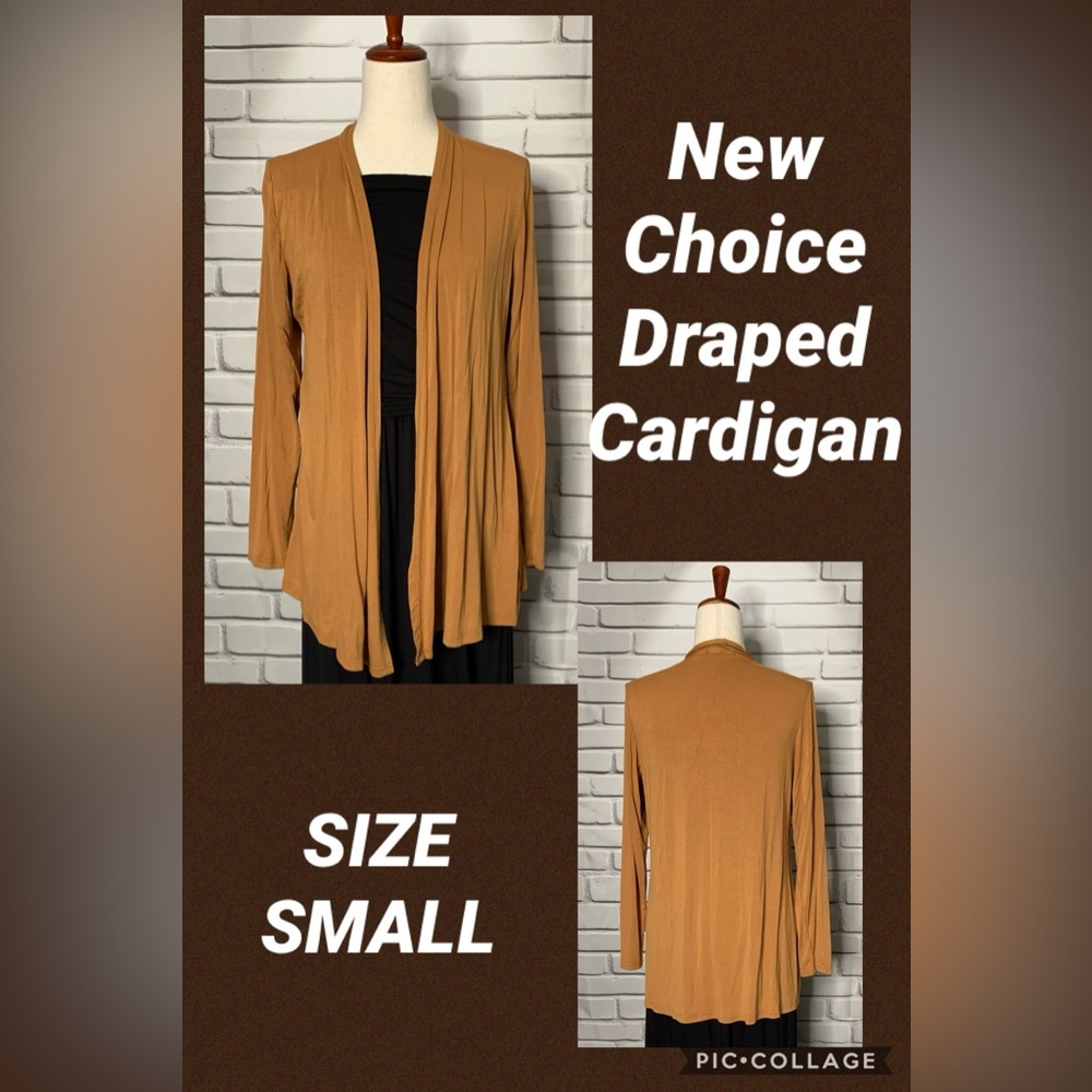 3/$20 New Choice Tan Draped Cardigan Sweater